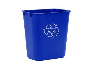 Blue 7 Gal. Rectangular Wastebasket with Recycle Logo